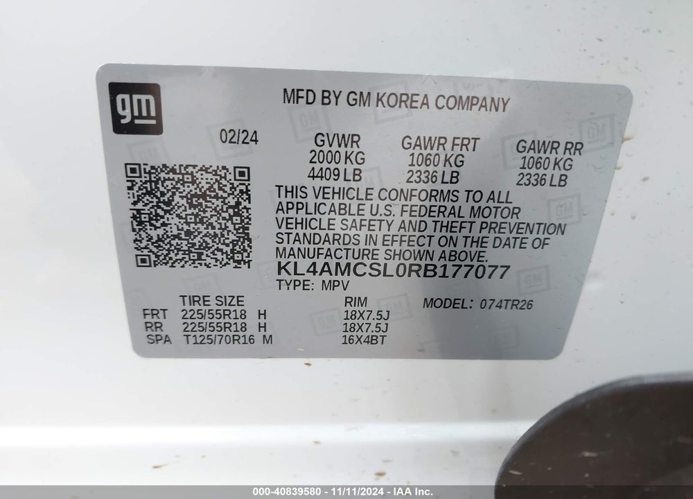 2024 BUICK ENCORE GX PREFERRED AWD VIN: KL4AMCSL0RB177077