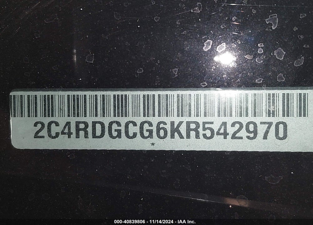 2019 DODGE GRAND CARAVAN SXT VIN: 2C4RDGCG6KR542970