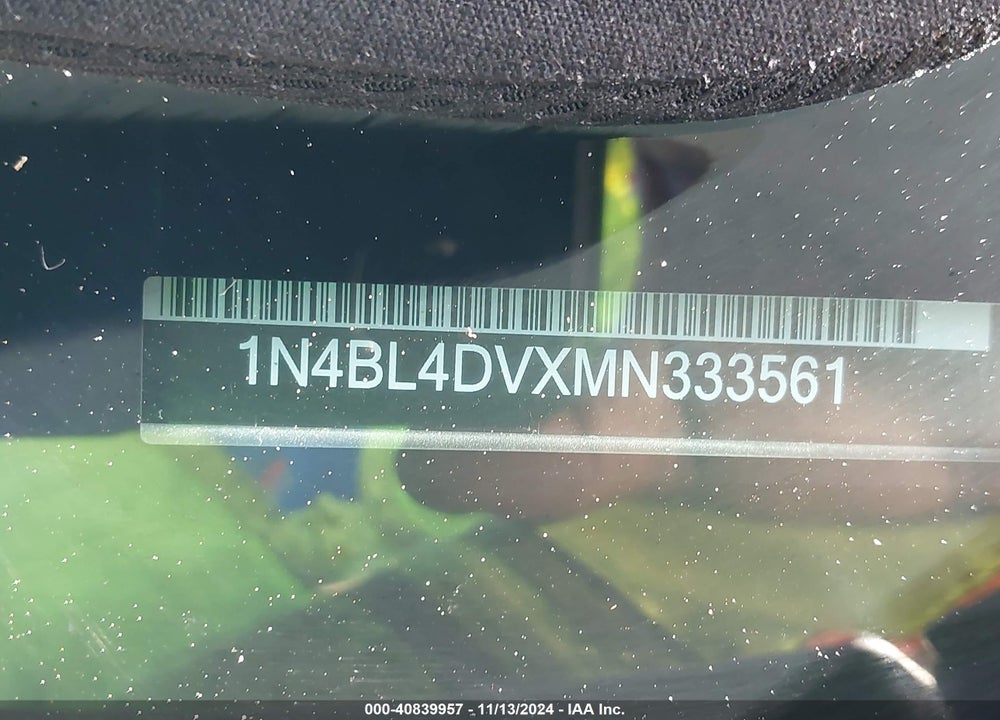 2021 NISSAN ALTIMA SV FWD VIN: 1N4BL4DVXMN333561