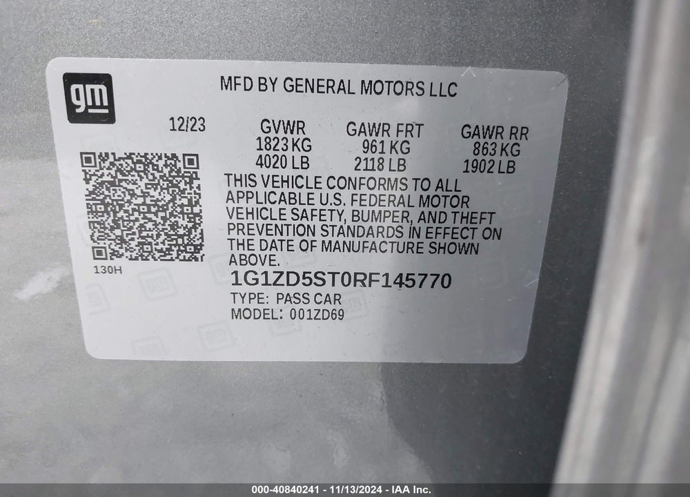 2024 CHEVROLET MALIBU FWD 1LT VIN: 1G1ZD5ST0RF145770