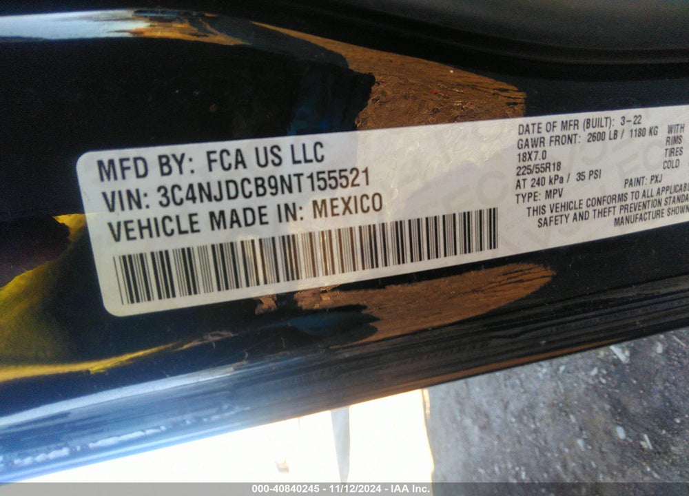 2022 JEEP COMPASS LIMITED 4X4 VIN: 3C4NJDCB9NT155521