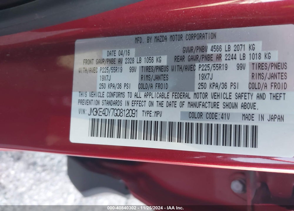 2016 MAZDA CX-5 GRAND TOURING VIN: JM3KE4DY7G0812091