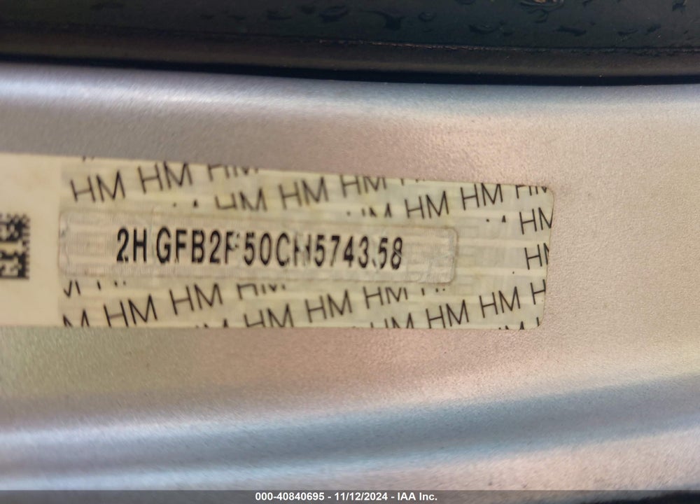 2012 HONDA CIVIC LX VIN: 2HGFB2F50CH574358