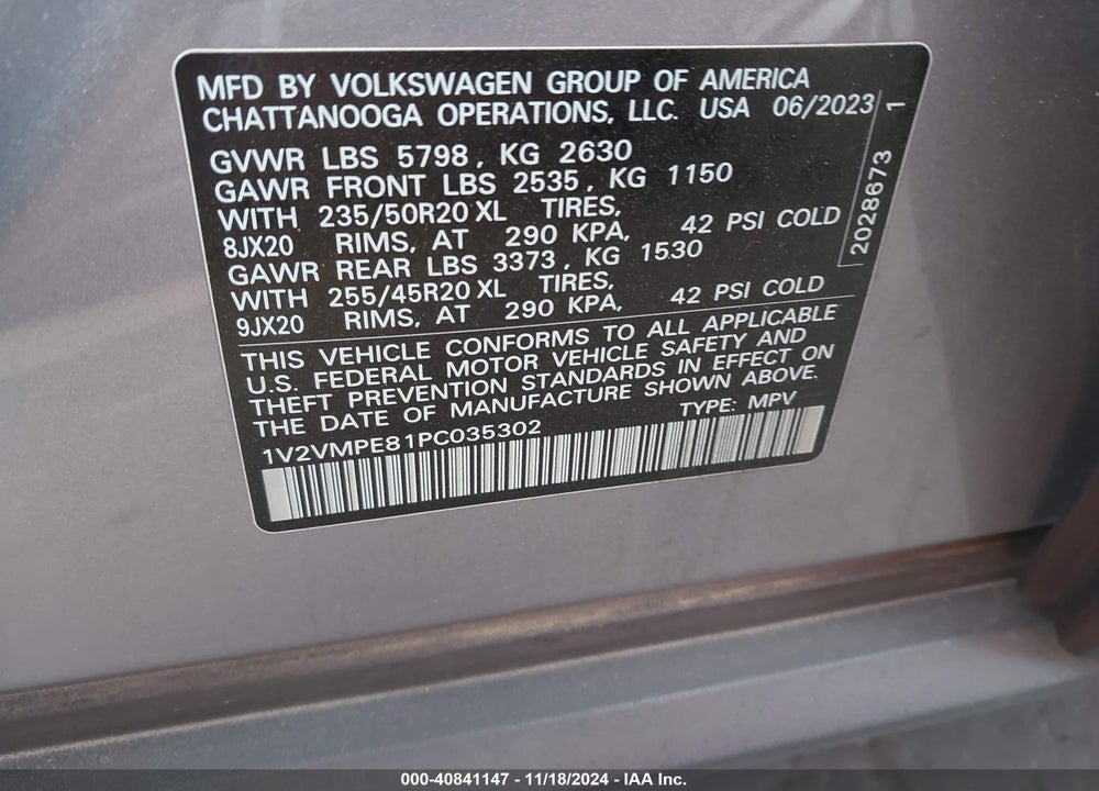 2023 VOLKSWAGEN ID.4 PRO/PRO S VIN: 1V2VMPE81PC035302