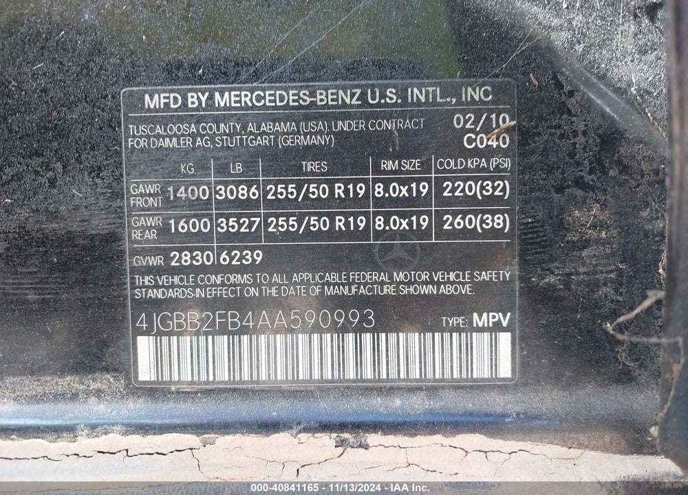 2010 MERCEDES-BENZ ML 350 BLUETEC 4MATIC VIN: 4JGBB2FB4AA590993