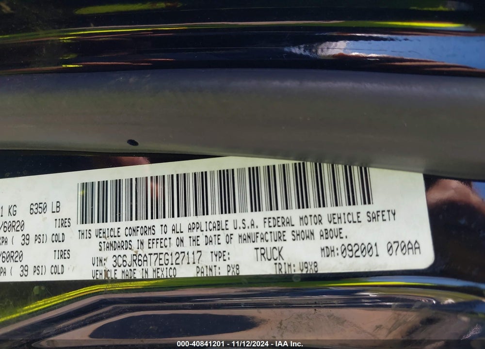 2014 RAM 1500 EXPRESS VIN: 3C6JR6AT7EG127117
