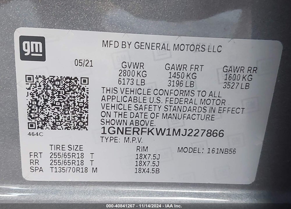 2021 CHEVROLET TRAVERSE FWD LS VIN: 1GNERFKW1MJ227866