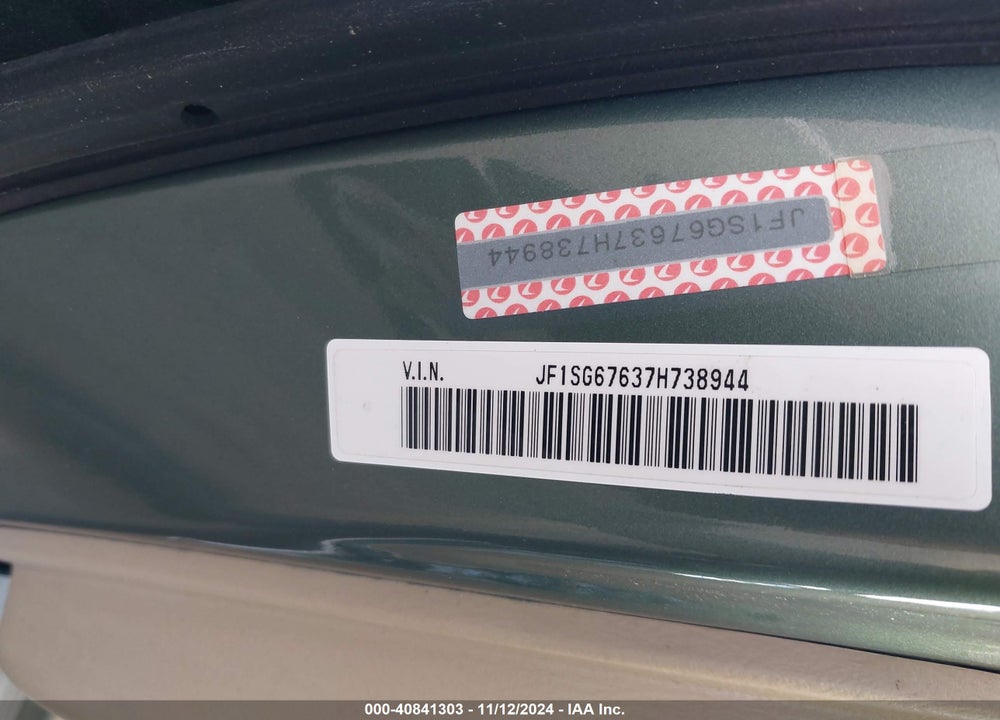 2007 SUBARU FORESTER 2.5X L.L. BEAN EDITION VIN: JF1SG67637H738944