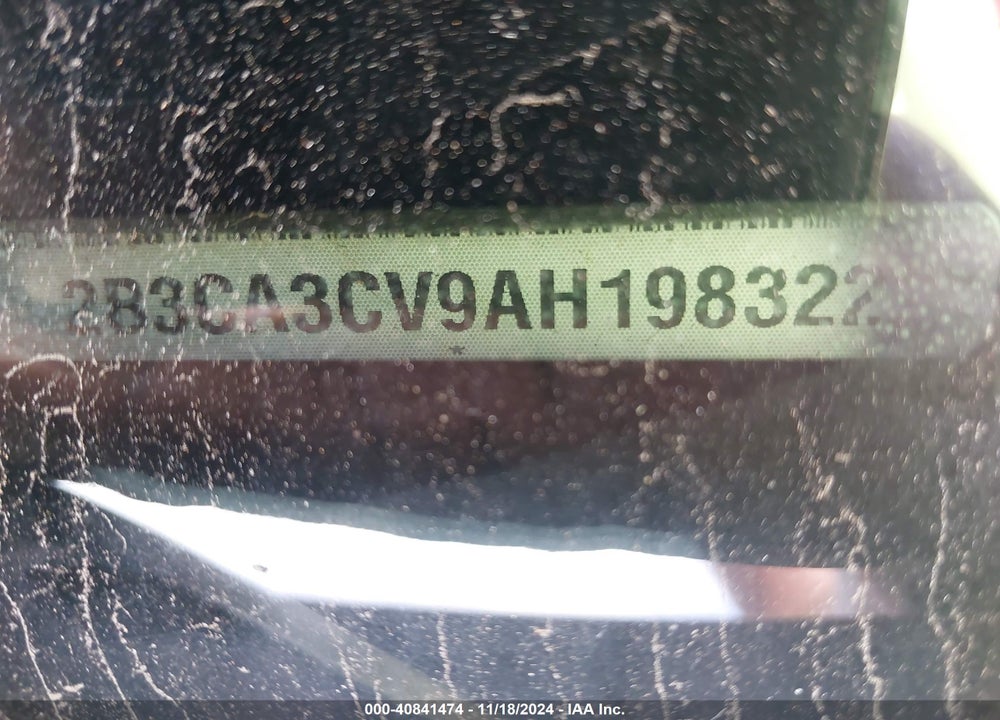 2010 DODGE CHARGER VIN: 2B3CA3CV9AH198322