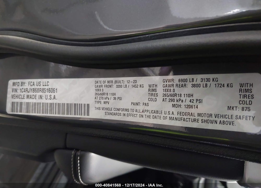 2024 JEEP GRAND CHEROKEE 4XE VIN: 1C4RJYB68R8516061