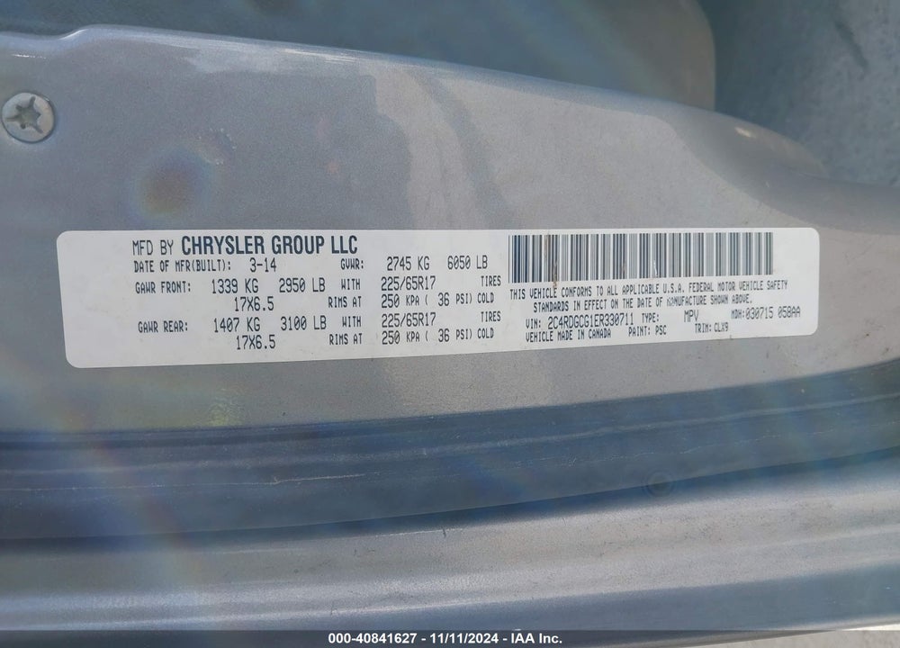2014 DODGE GRAND CARAVAN SXT 30TH ANNIVERSARY VIN: 2C4RDGCG1ER330711