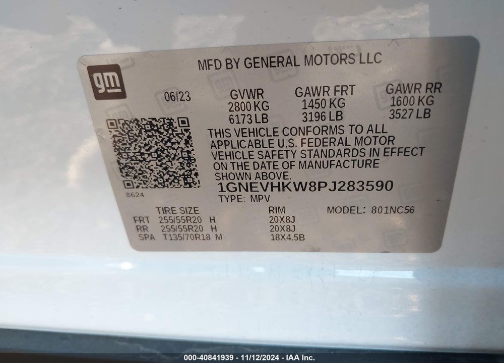 2023 CHEVROLET TRAVERSE AWD LT LEATHER VIN: 1GNEVHKW8PJ283590