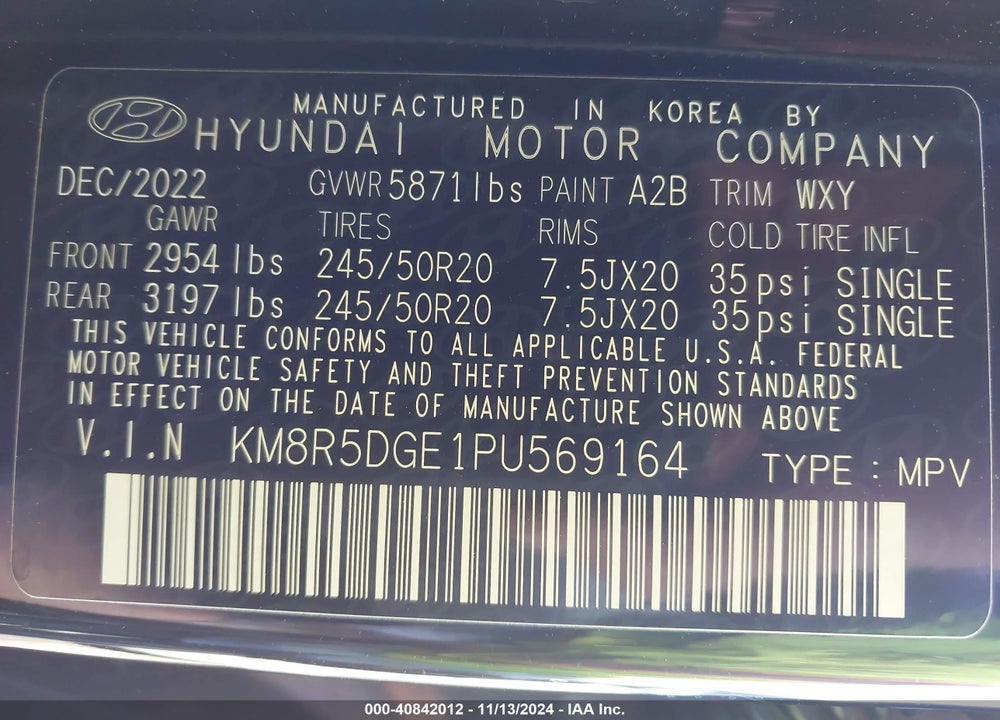 2023 HYUNDAI PALISADE LIMITED VIN: KM8R5DGE1PU569164