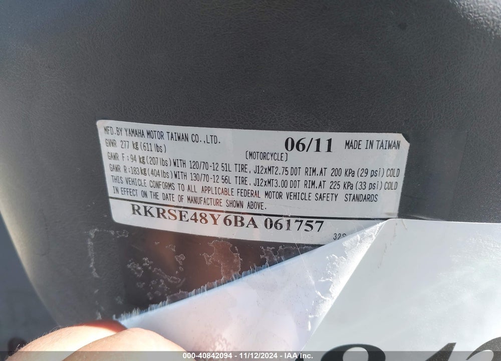 2011 YAMAHA YW125 VIN: RKRSE48Y6BA061757