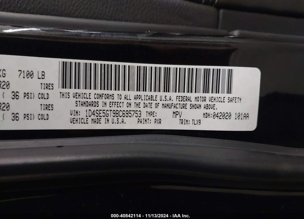 2011 DODGE DURANGO CITADEL VIN: 1D4SE5GT9BC695753