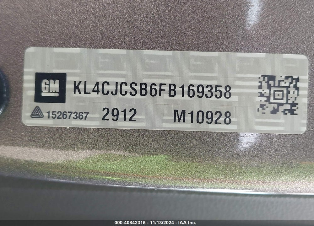 2015 BUICK ENCORE LEATHER VIN: KL4CJCSB6FB169358