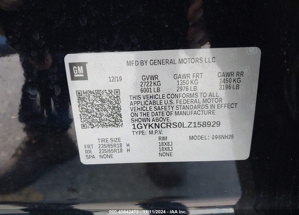 2020 CADILLAC XT5 FWD PREMIUM LUXURY VIN: 1GYKNCRS0LZ158929