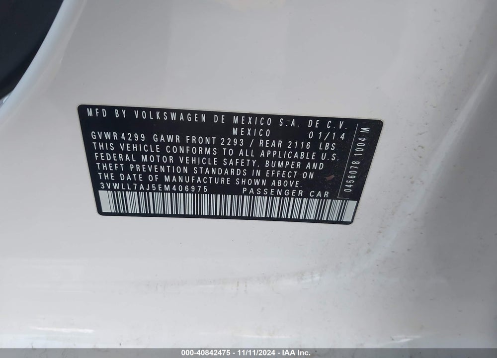 2014 VOLKSWAGEN JETTA 2.0L TDI VIN: 3VWLL7AJ5EM406975