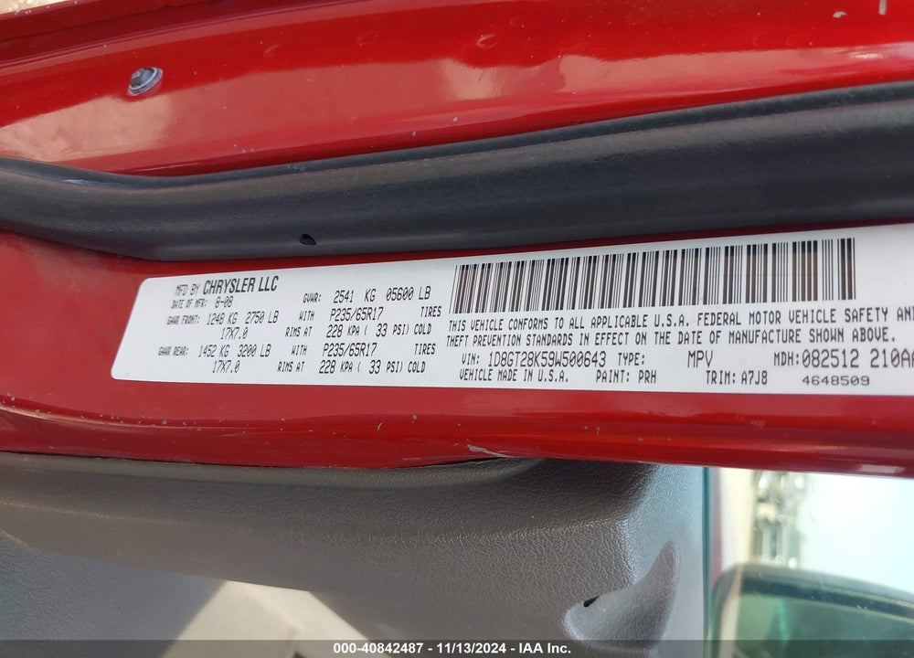 2009 DODGE NITRO SE VIN: 1D8GT28K59W500643