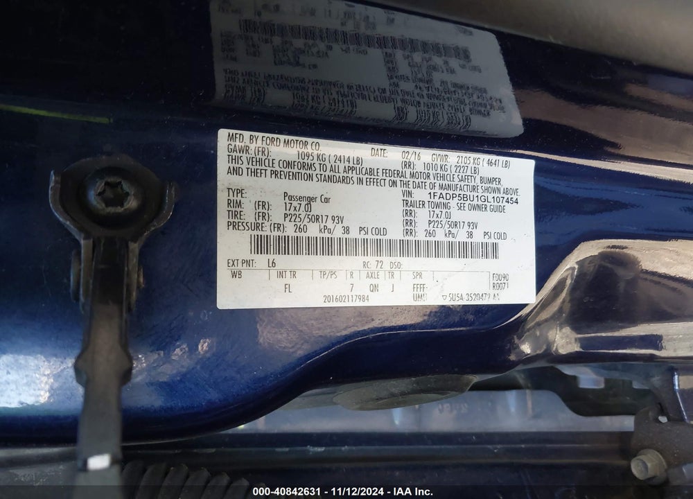 2016 FORD C-MAX HYBRID SEL VIN: 1FADP5BU1GL107454