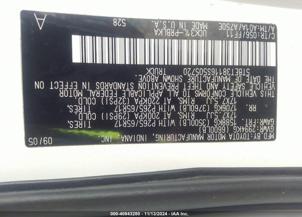 2006 TOYOTA TUNDRA LIMITED V8 VIN: 5TBET38116S505720
