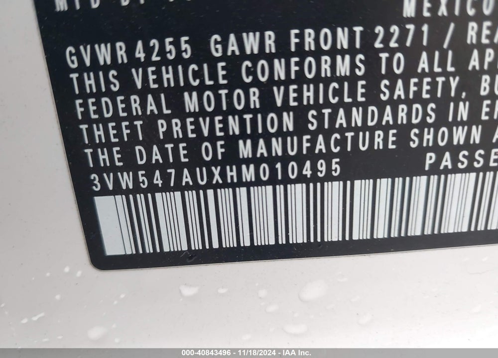 2017 VOLKSWAGEN GOLF GTI SE 4-DOOR VIN: 3VW547AUXHM010495