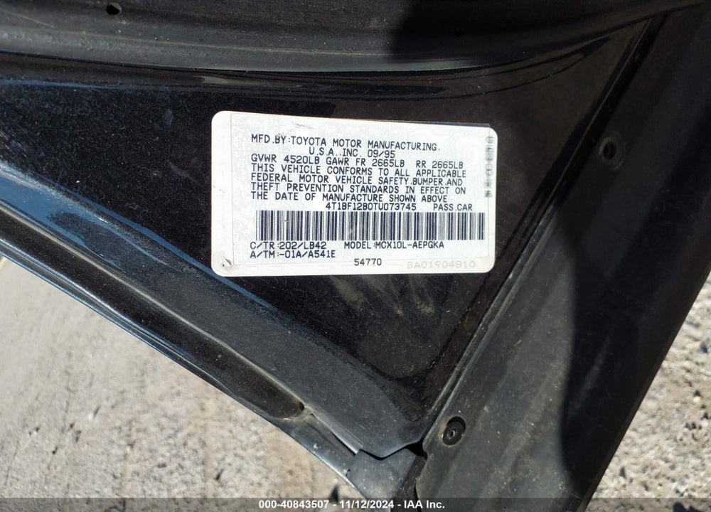 1996 TOYOTA AVALON XL/XLS VIN: 4T1BF12B0TU073745