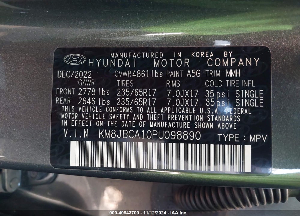 2023 HYUNDAI TUCSON HYBRID BLUE VIN: KM8JBCA10PU098890