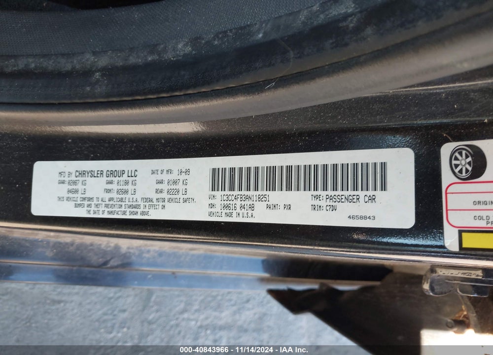 2010 CHRYSLER SEBRING TOURING VIN: 1C3CC4FB3AN118251