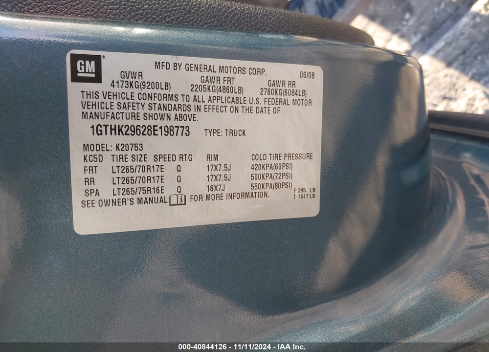 2008 GMC SIERRA 2500HD SLT VIN: 1GTHK29628E198773