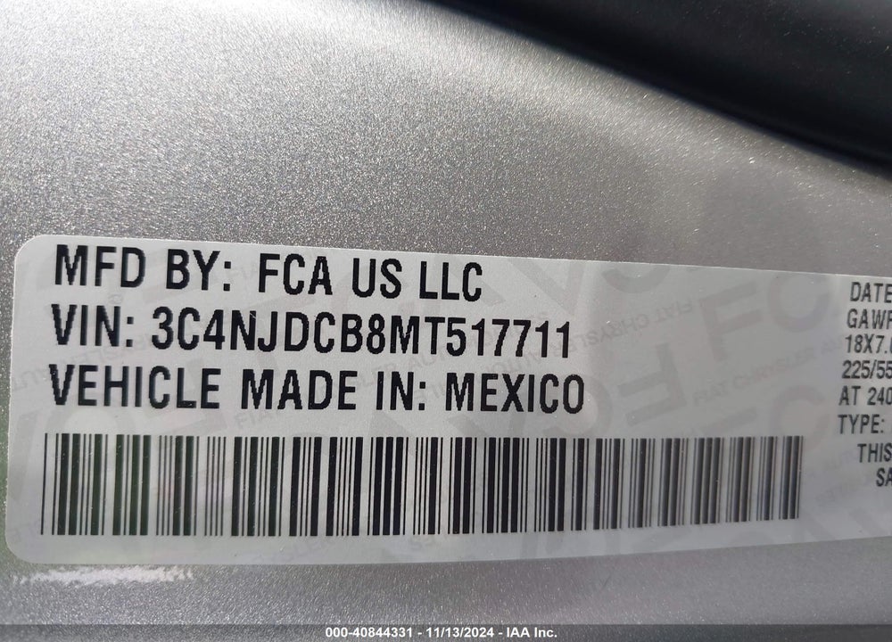 2021 JEEP COMPASS LIMITED 4X4 VIN: 3C4NJDCB8MT517711