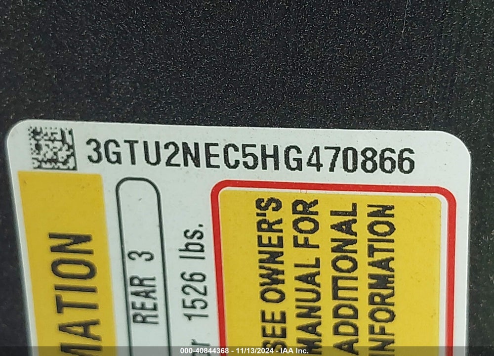 2017 GMC SIERRA 1500 SLT VIN: 3GTU2NEC5HG470866