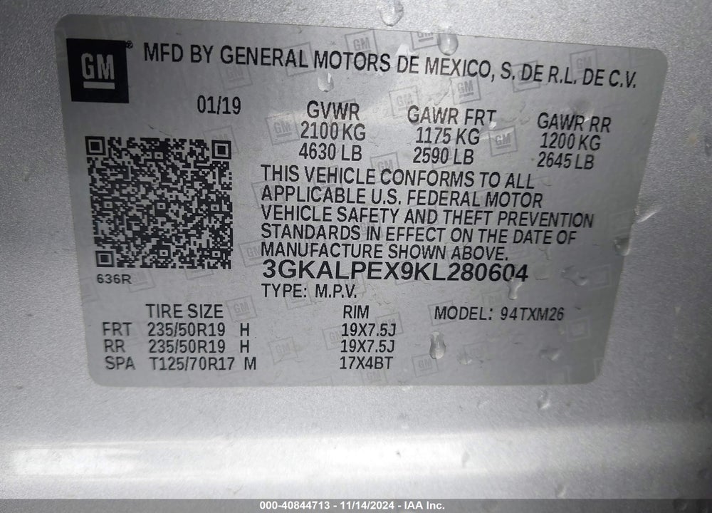 2019 GMC TERRAIN SLT VIN: 3GKALPEX9KL280604