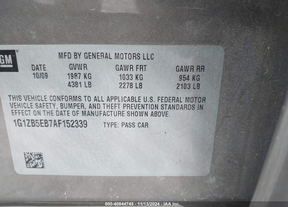 2010 CHEVROLET MALIBU VIN: 1G1ZB5EB7AF152339
