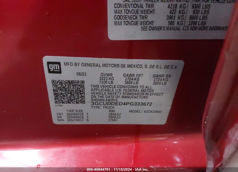 2023 CHEVROLET SILVERADO 1500 4WD STANDARD BED LT VIN: 3GCUDDED4PG333672