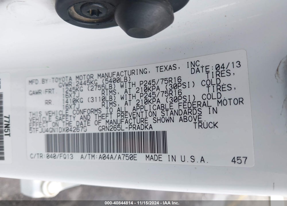 2013 TOYOTA TACOMA DOUBLE CAB PRERUNNER VIN: 5TFJU4GN1DX042675