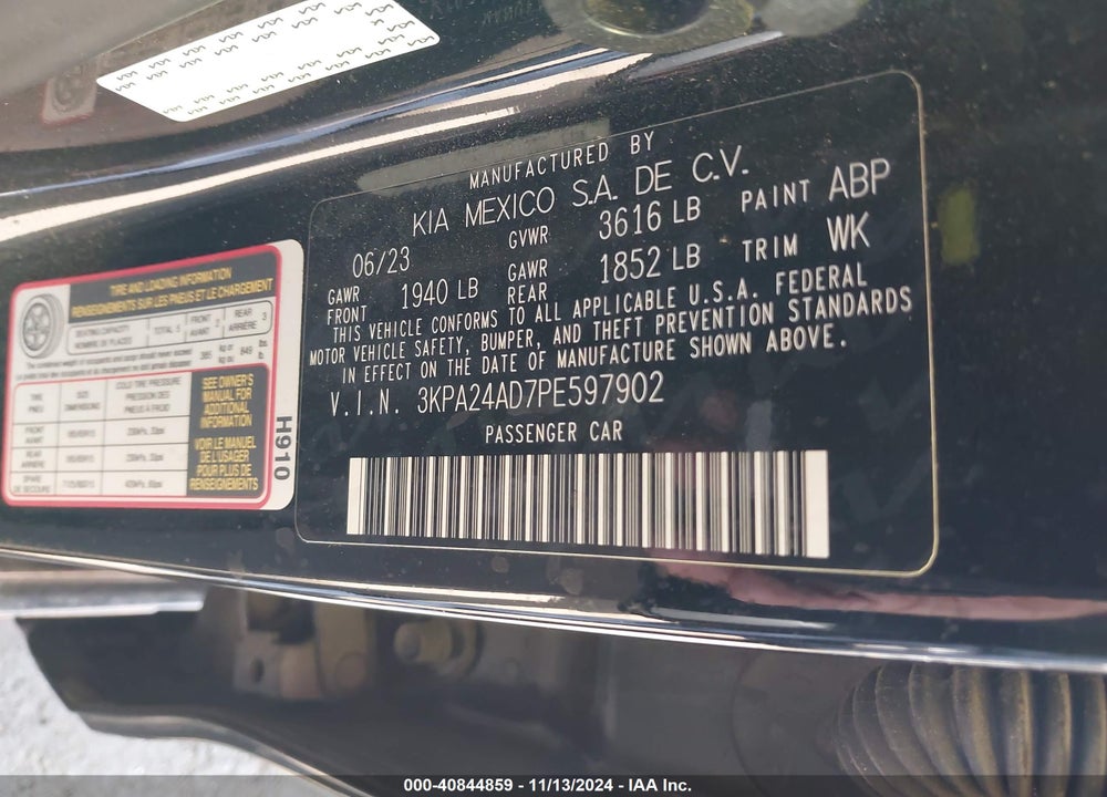 2023 KIA RIO LX VIN: 3KPA24AD7PE597902