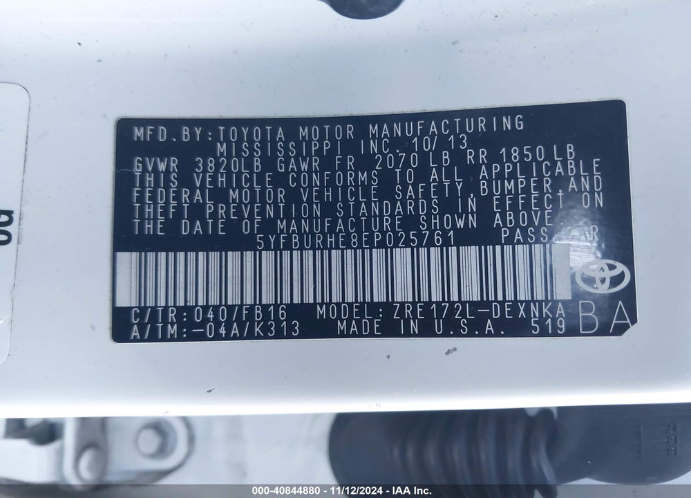 2014 TOYOTA COROLLA LE PLUS VIN: 5YFBURHE8EP025761