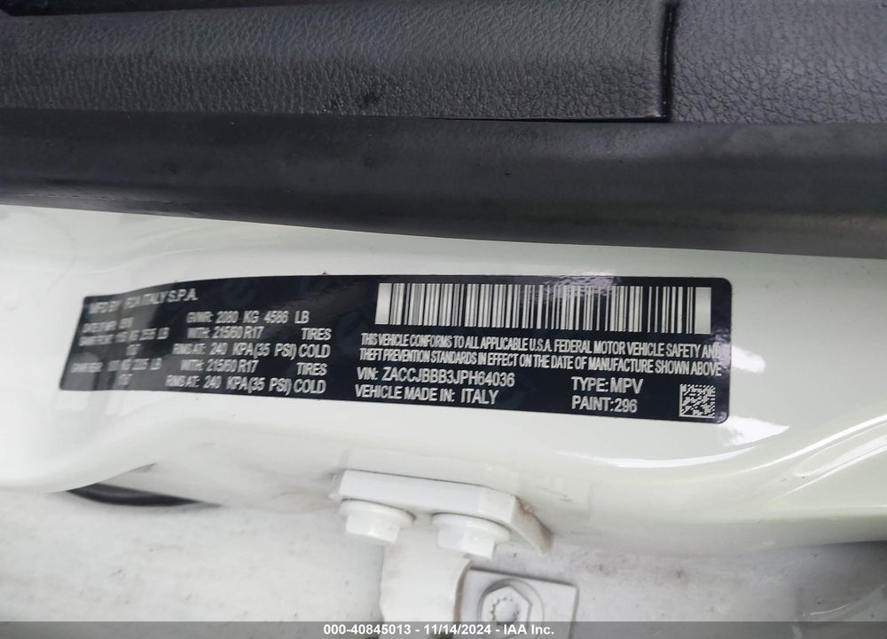 2018 JEEP RENEGADE LATITUDE 4X4 VIN: ZACCJBBB3JPH64036