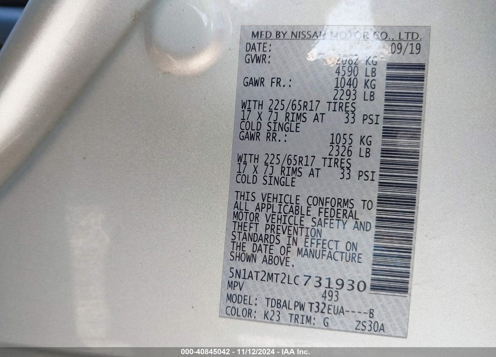 2020 NISSAN ROGUE VIN: 5N1AT2MT2LC731930