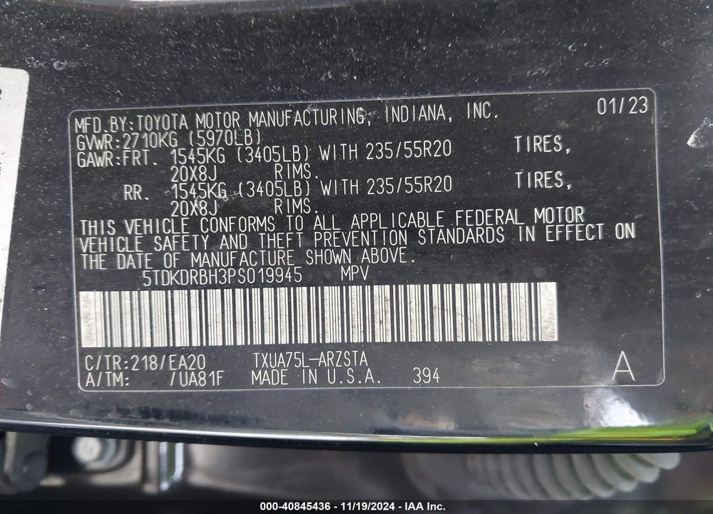 2023 TOYOTA HIGHLANDER XSE VIN: 5TDKDRBH3PS019945