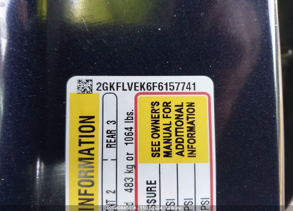 2015 GMC TERRAIN SLE-1 VIN: 2GKFLVEK6F6157741