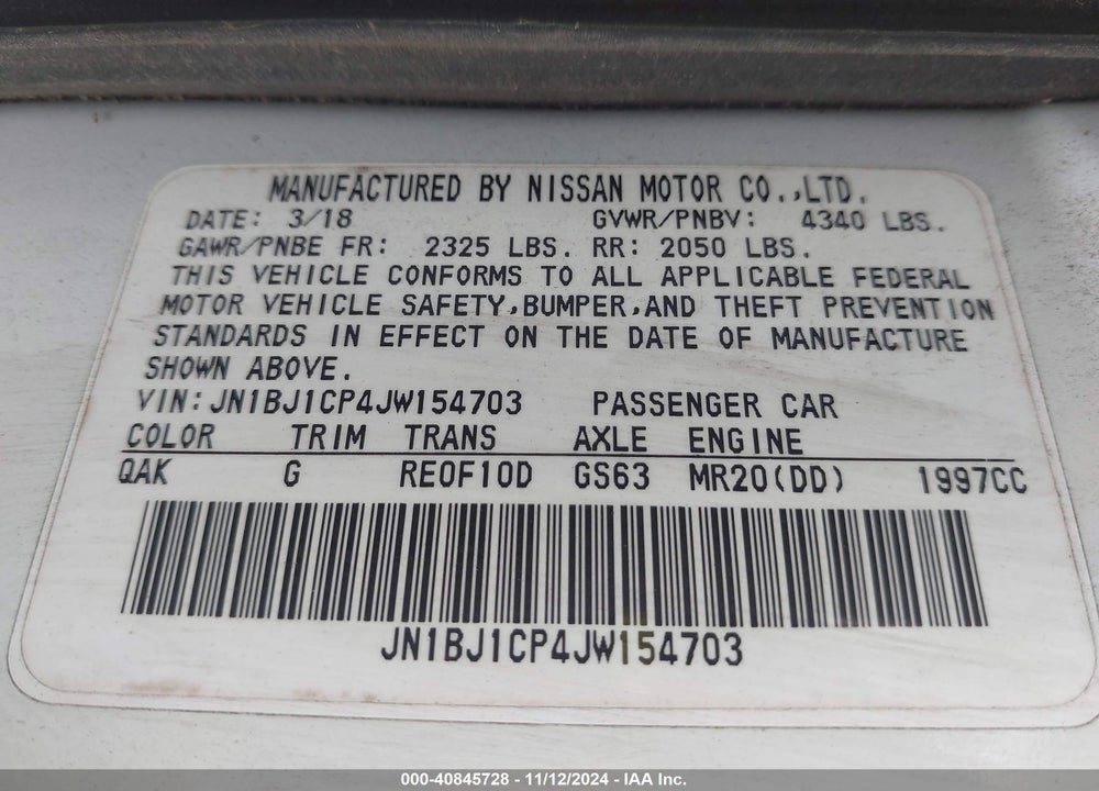 2018 NISSAN ROGUE SPORT S VIN: JN1BJ1CP4JW154703