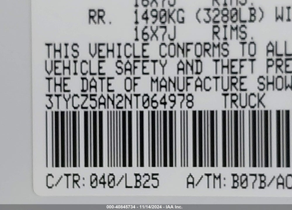 2022 TOYOTA TACOMA TRD PRO VIN: 3TYCZ5AN2NT064978