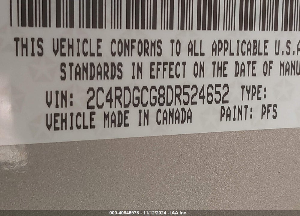 2013 DODGE GRAND CARAVAN SXT VIN: 2C4RDGCG8DR524652