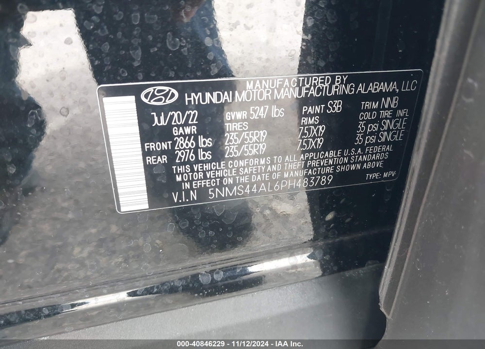 2023 HYUNDAI SANTA FE VIN: 5NMS44AL6PH483789