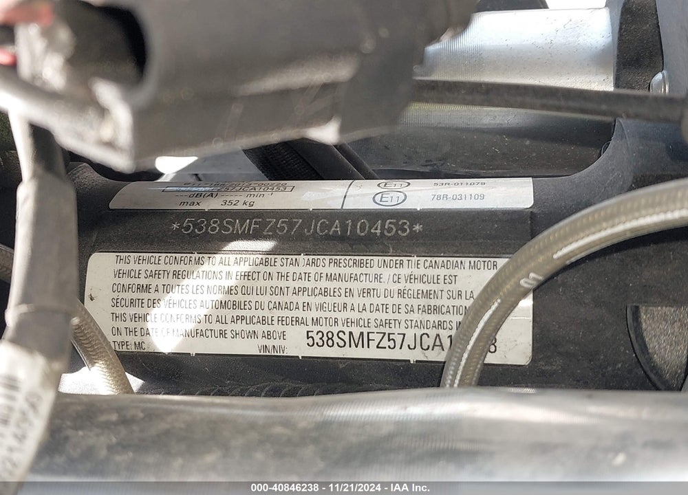 2018 ZERO MOTORCYCLES INC S 13.0 VIN: 538SMFZ57JCA10453