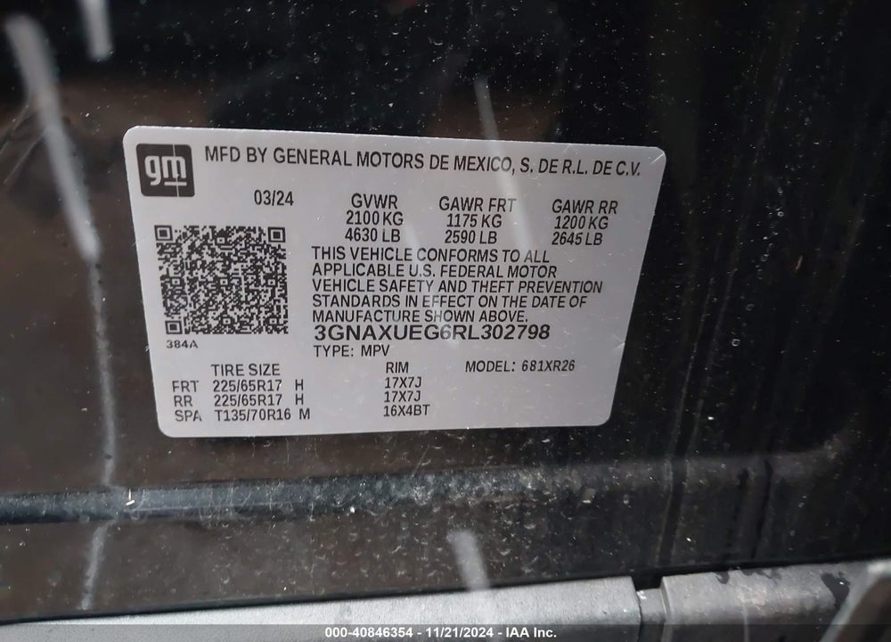 2024 CHEVROLET EQUINOX AWD LT VIN: 3GNAXUEG6RL302798