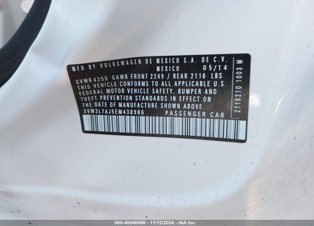 2014 VOLKSWAGEN JETTA 2.0L TDI VIN: 3VW3L7AJ5EM438986