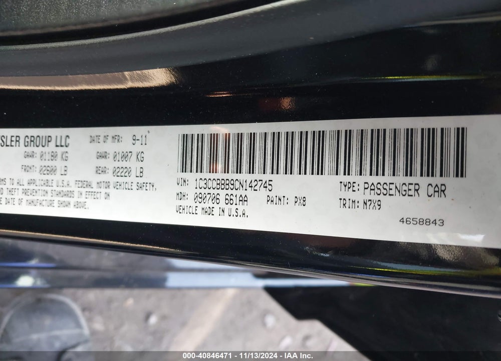2012 CHRYSLER 200 TOURING VIN: 1C3CCBBB9CN142745